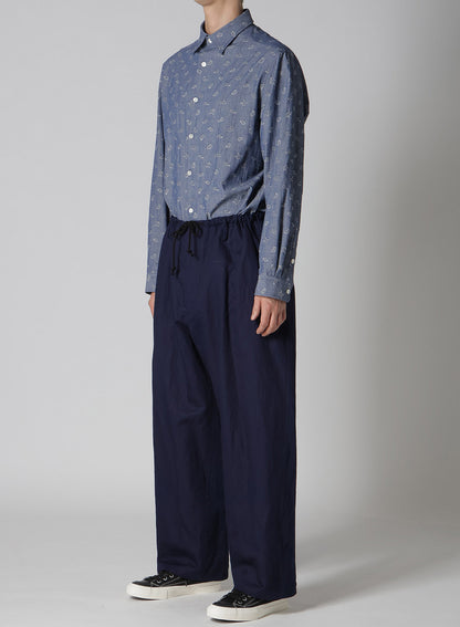 COTTON FLAX DENIM STRING PANTS