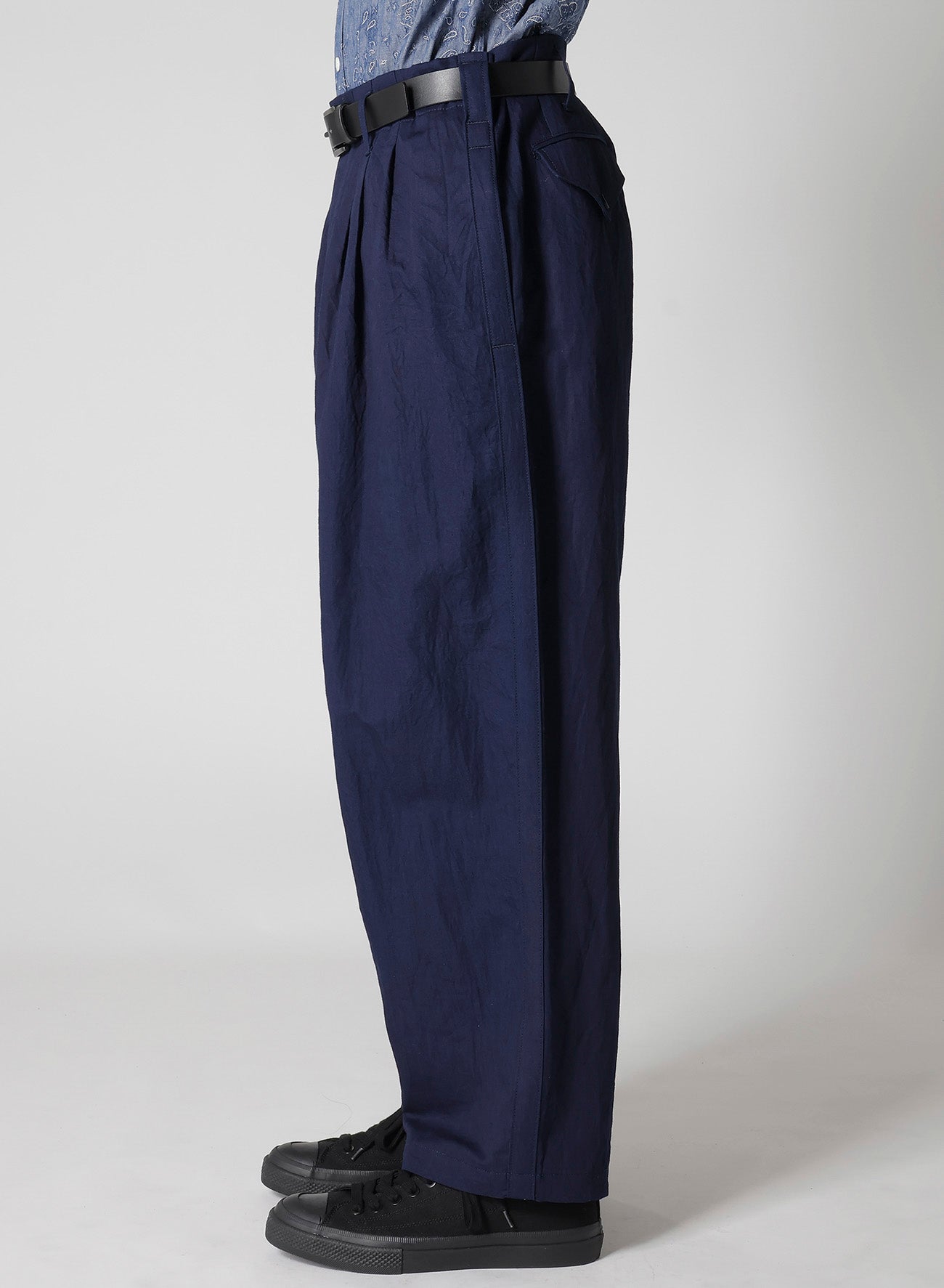 COTTON FLAX DENIM PANTS WITH SIDE TAPE