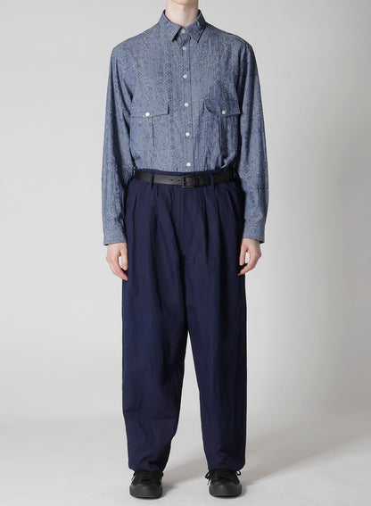 COTTON FLAX DENIM PANTS WITH SIDE TAPE