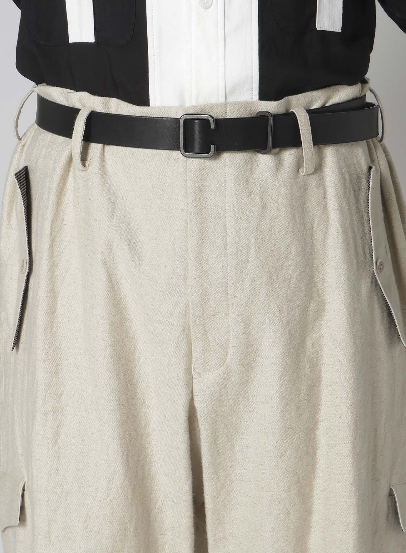 COTTON LINEN DOUBLE SATIN PANTS WITH FLAP POCKET