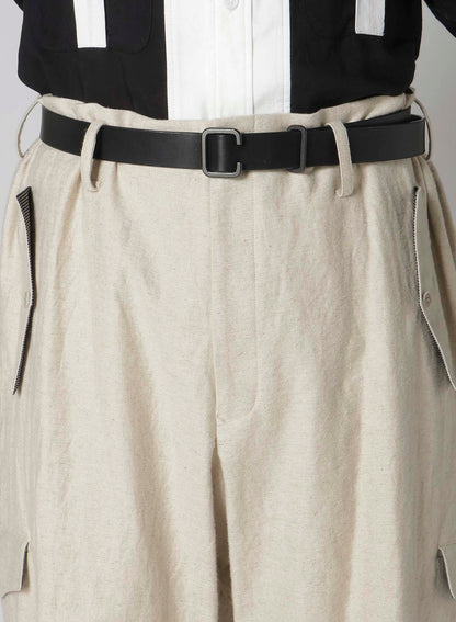 COTTON LINEN DOUBLE SATIN PANTS WITH FLAP POCKET