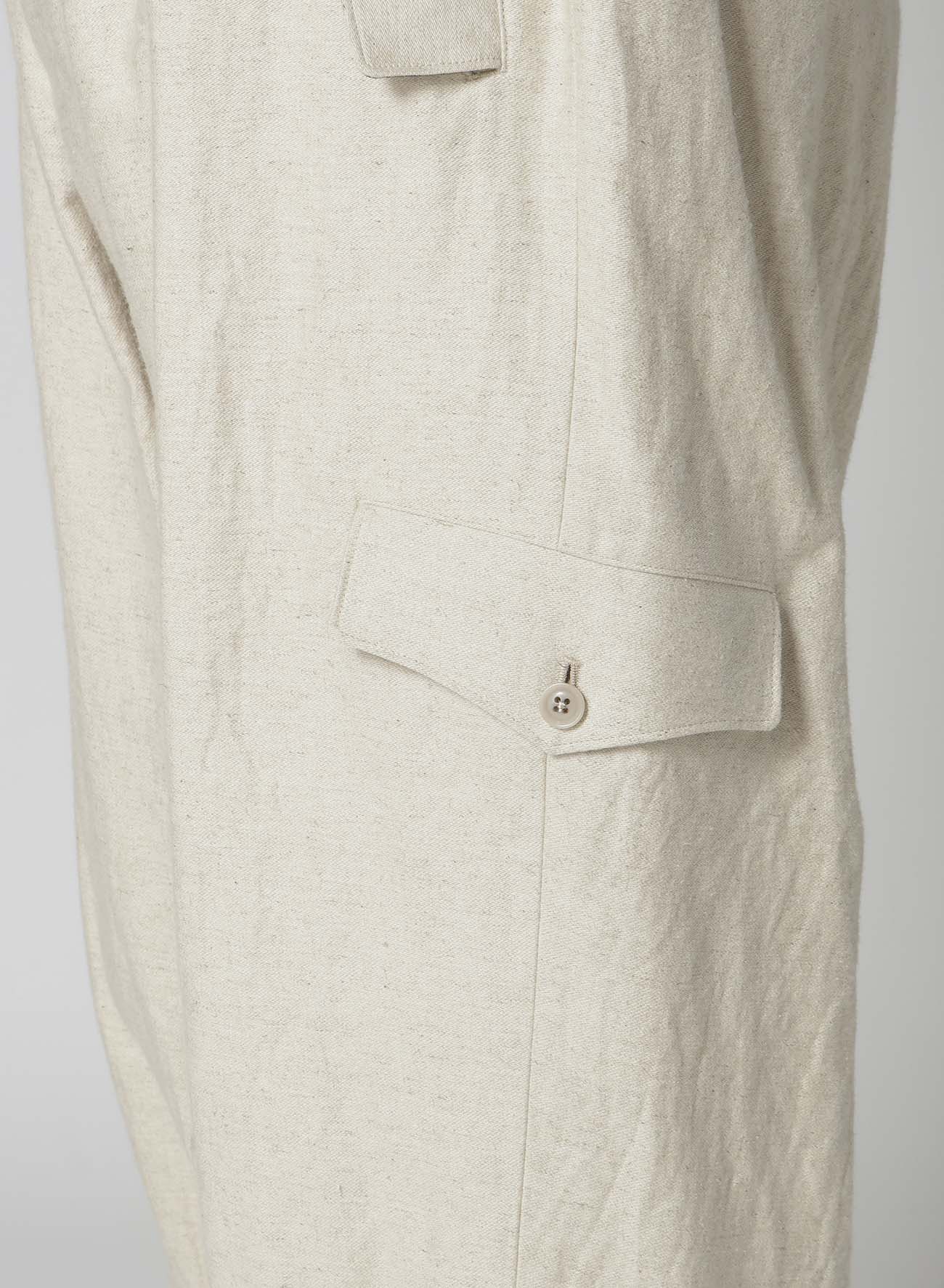 COTTON LINEN DOUBLE SATIN PANTS WITH FLAP POCKET