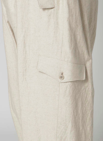 COTTON LINEN DOUBLE SATIN PANTS WITH FLAP POCKET