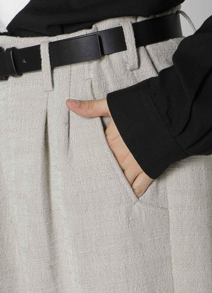 HAND SPAN COTTON PANTS WITH 2-TUCKS CUFF TAB