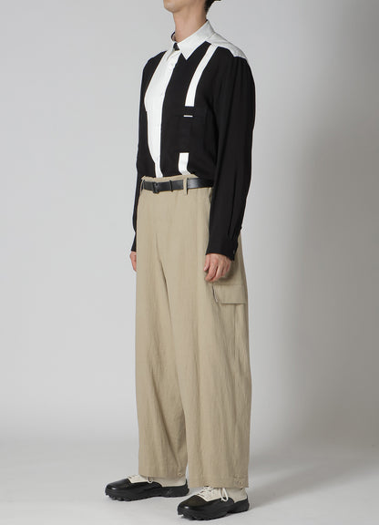 COTTON LINEN VIYELLA WIDE PANTS WITH TAB