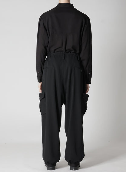 GABARDINE STRING PANTS WITH SIDE OUT POCKET