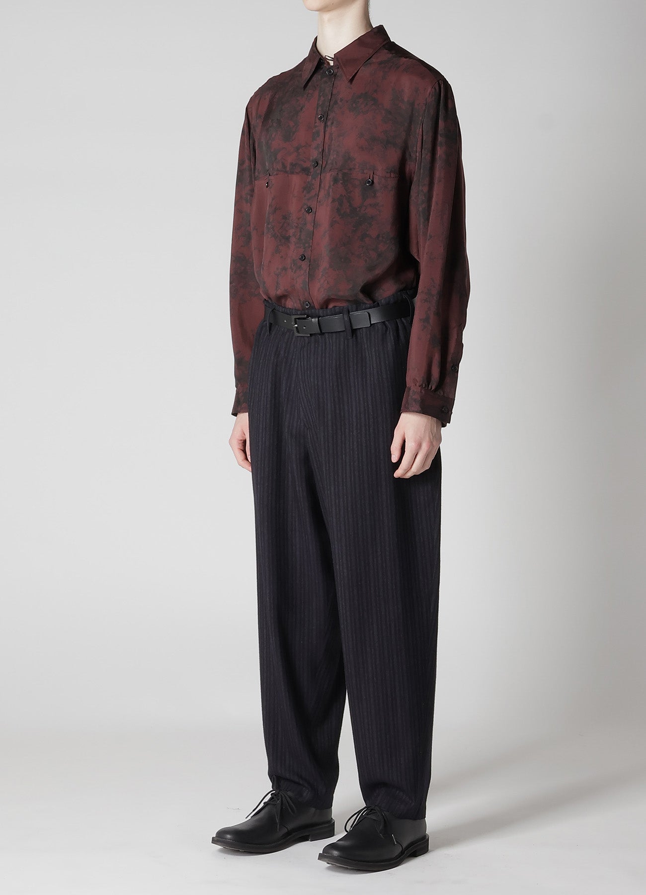 RAYON STRIPE PANTS WITH SIDE TUCK