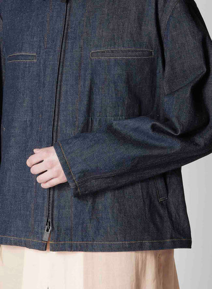 12oz DENIM BLOUSON WITH COLOR COMBI STITCH