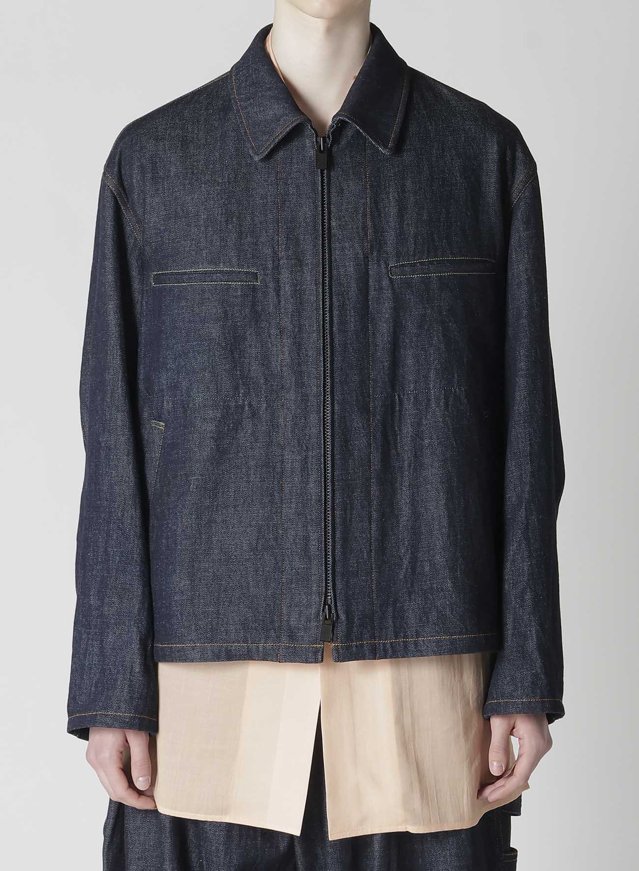 12oz DENIM BLOUSON WITH COLOR COMBI STITCH