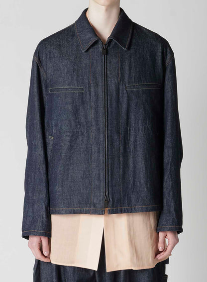 12oz DENIM BLOUSON WITH COLOR COMBI STITCH