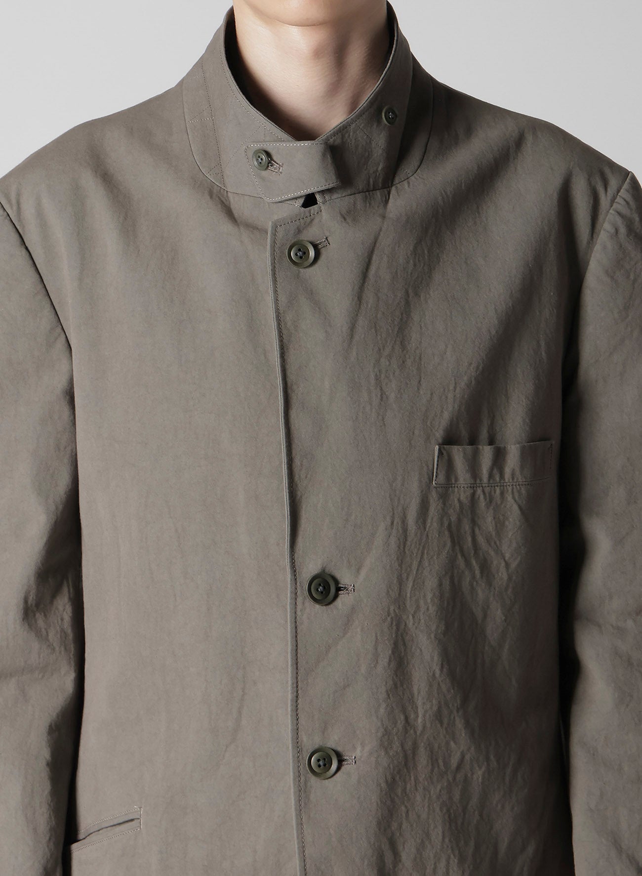 COTTON POPLIN JACKET WITH FRONT EDGE STITCH