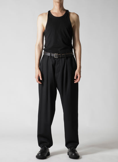 WOOL GABARDINE WAIST STRING PANTS