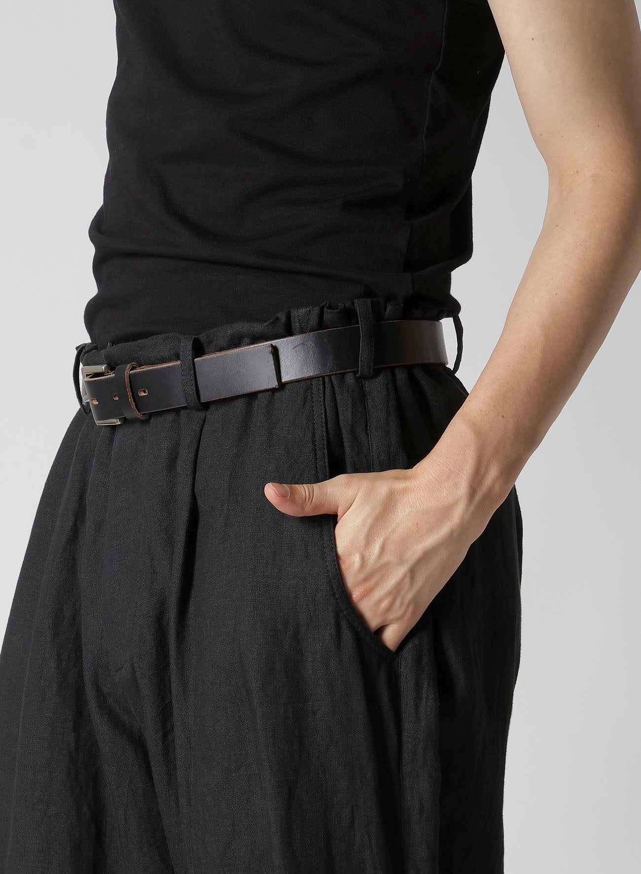 Y's for men x 120% LINO LINEN BACK SIDE ZIPPER PANTS