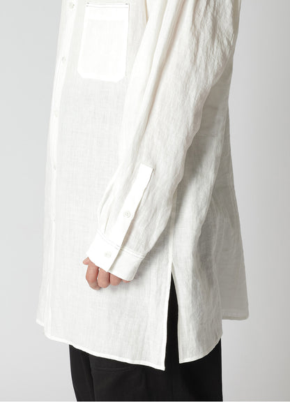 WHITE 60 LINEN LAWN SHIRT WITH DESIGN COLLAR AND COLOR COMBI STITCH