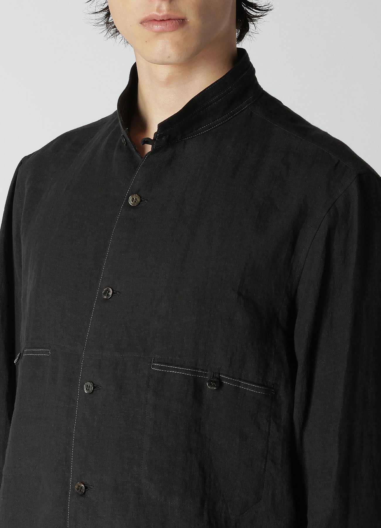 60 LINEN LAWN STAND COLLAR SHIRT