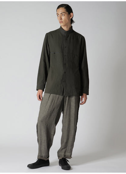 LINEN PAPER BROAD SHIRT WITH STAND COLLAR