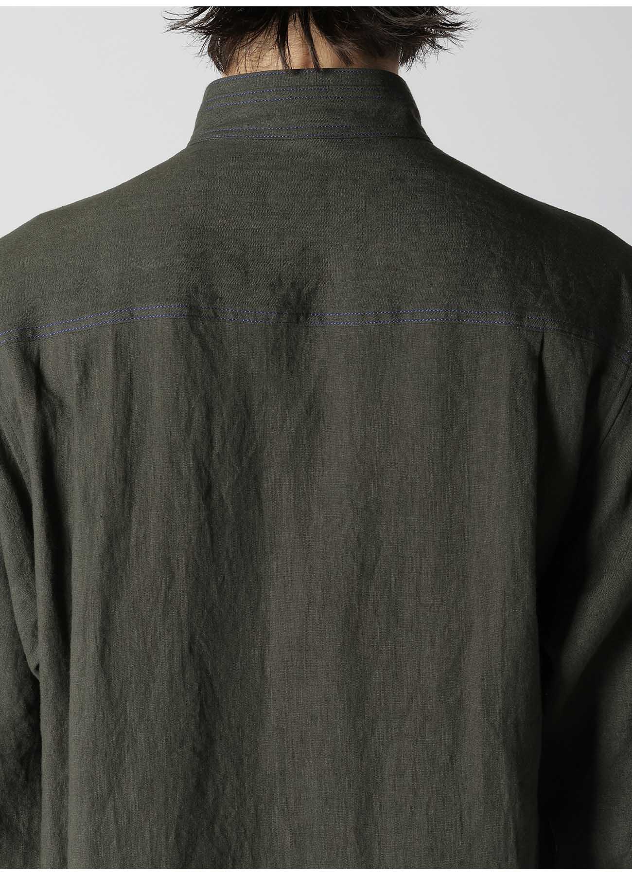 LINEN PAPER BROAD SHIRT WITH STAND COLLAR