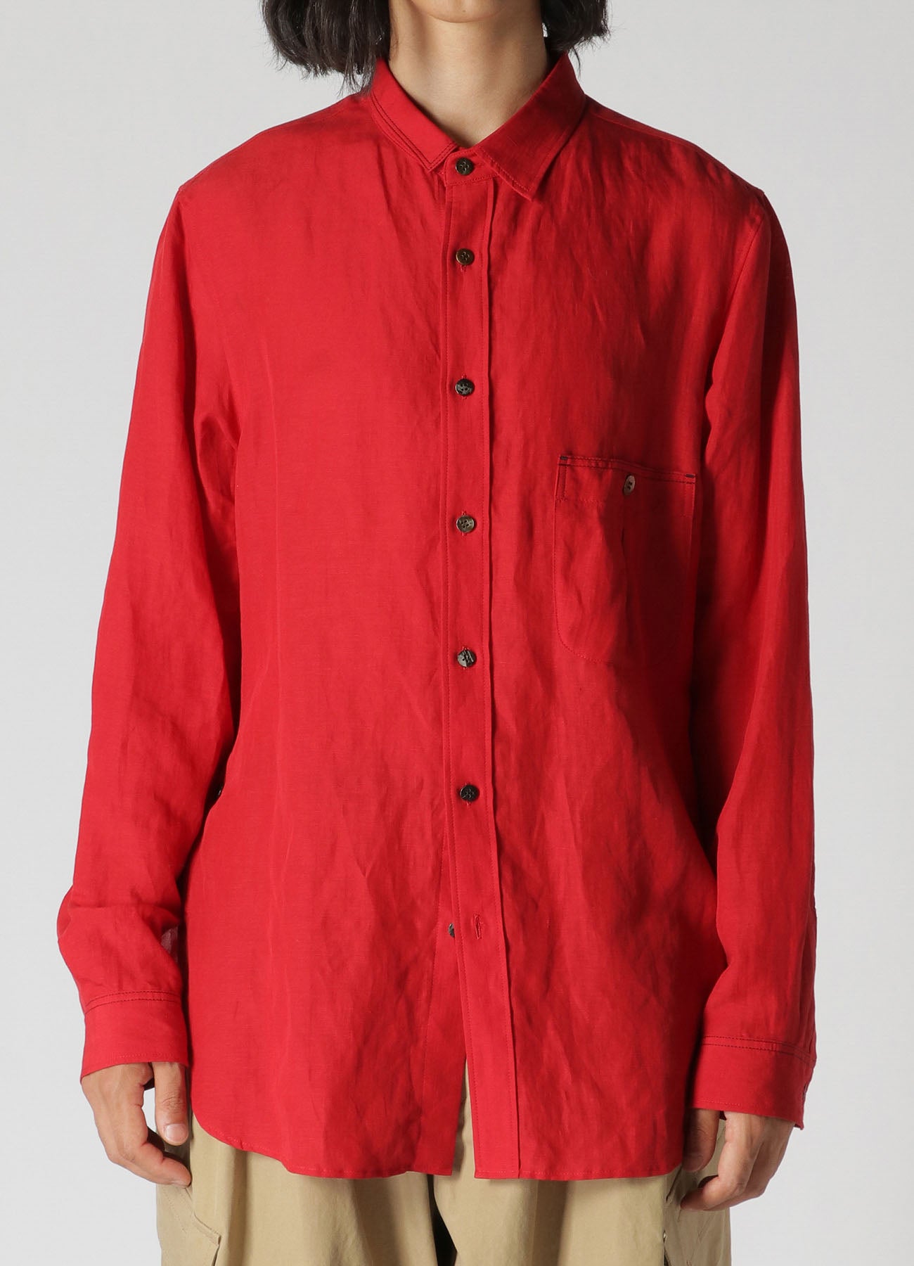 LINEN LYOCEL LAWN SHIRT WITH ASYMMETRY COLLAR