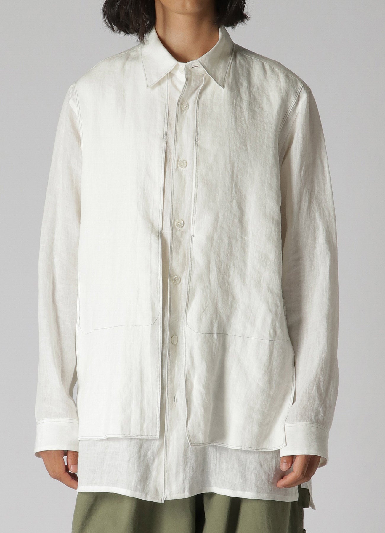 WHITE 60 LINEN LAWN POCKET SHIRT