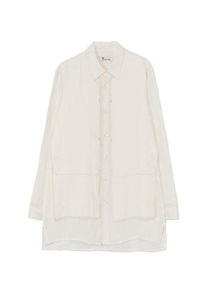 WHITE 60 LINEN LAWN POCKET SHIRT