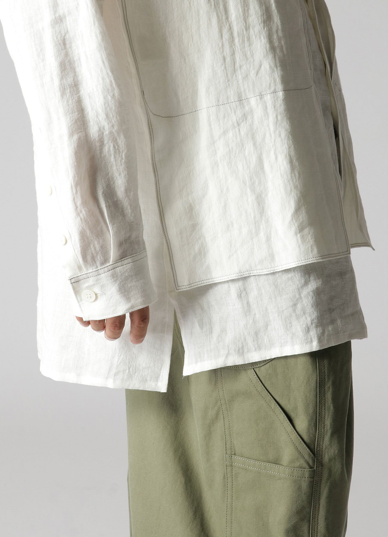 WHITE 60 LINEN LAWN POCKET SHIRT