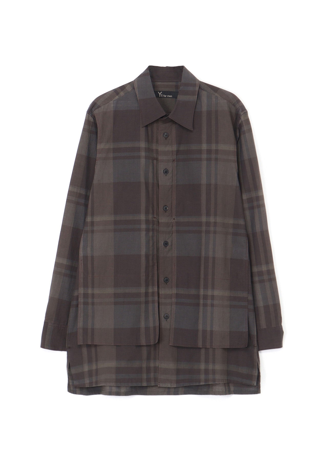 COTTON SILK SHIRT WITH PLAID POCKET