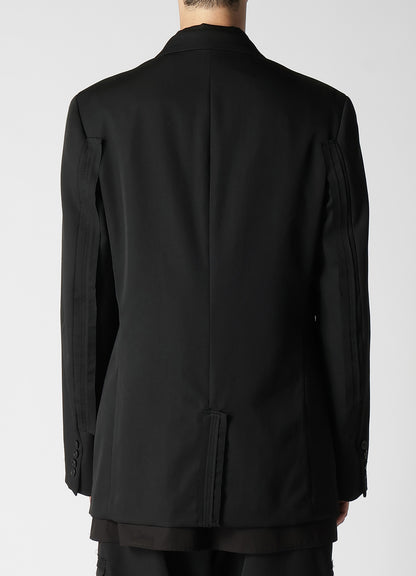 WOOL GABARDINE 3-BUTTONS JACKET WITH DECORATIVE CLOTH