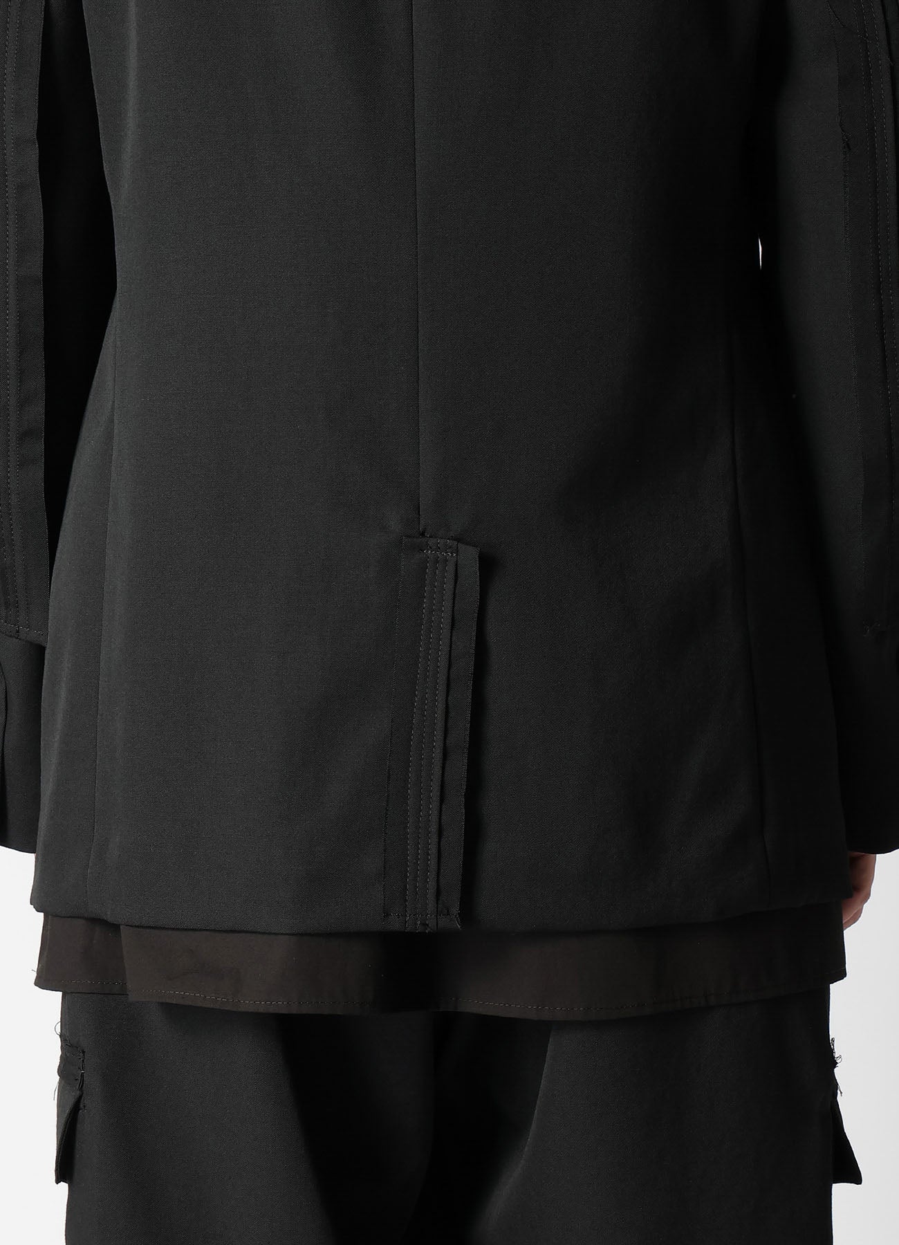 WOOL GABARDINE 3-BUTTONS JACKET WITH DECORATIVE CLOTH