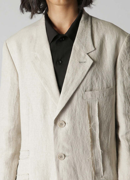 40 LINEN TRIPLE STITCH JACKET WITH DECORATIVE CLOTH