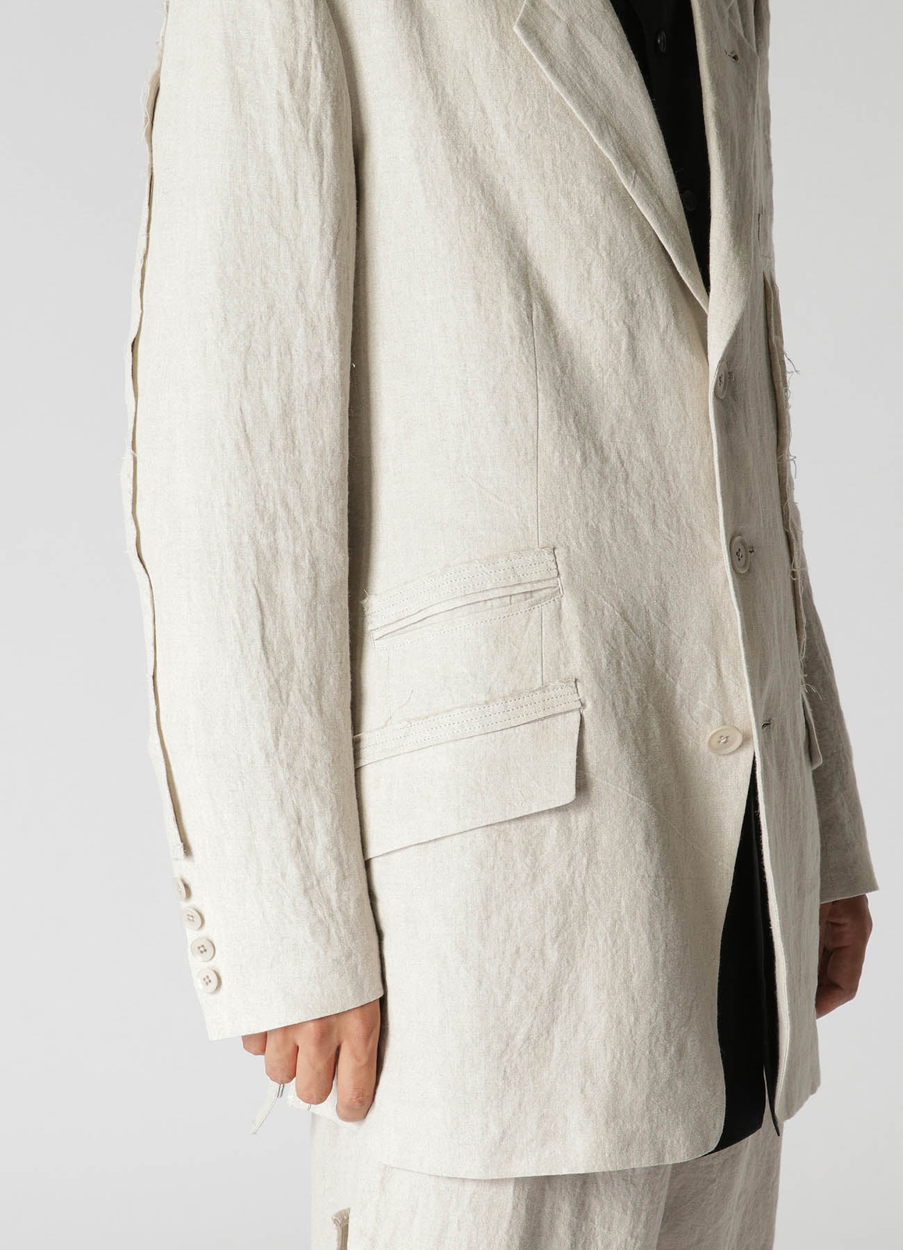 40 LINEN TRIPLE STITCH JACKET WITH DECORATIVE CLOTH