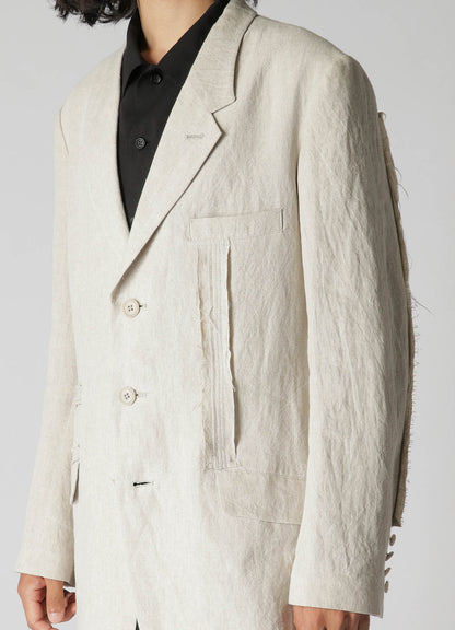 40 LINEN TRIPLE STITCH JACKET WITH DECORATIVE CLOTH