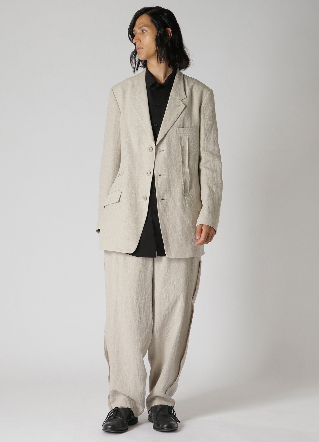 40 LINEN TRIPLE STITCH JACKET WITH DECORATIVE CLOTH