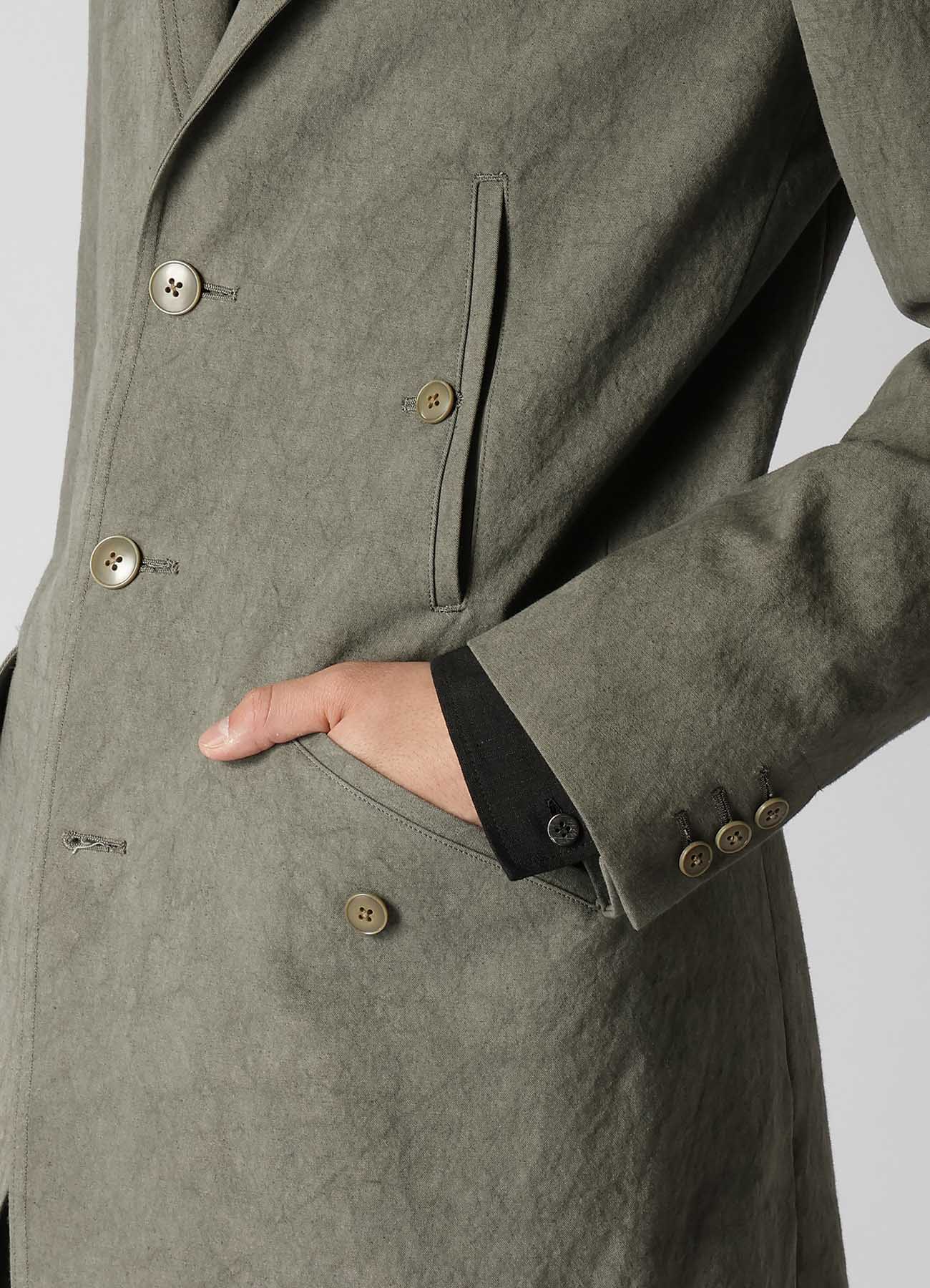 COTTON LINEN SULFIDED OZONE JACKET WITH 4POCKETS AND DOUBLE STITCH