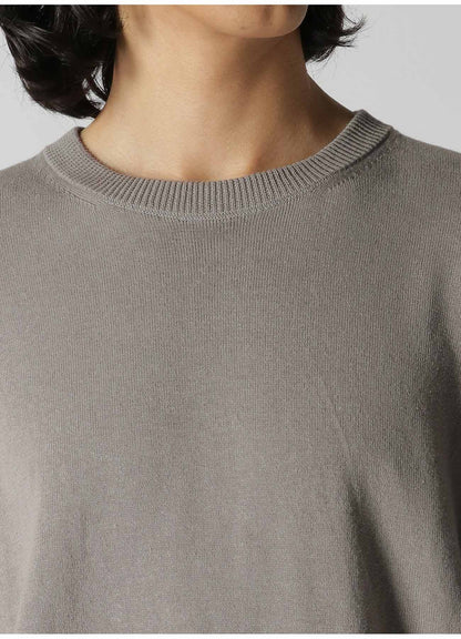 12G PLAIN STITCH ROUND-NECK LONG-SLEEVED KNIT