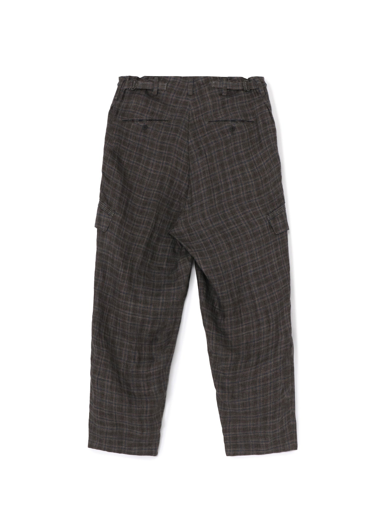 LINEN CROSS PLAID SUSPENDER PANTS