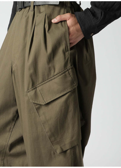 KHAKI KATSURAGI WORK PANTS WITH 12-TUCKS