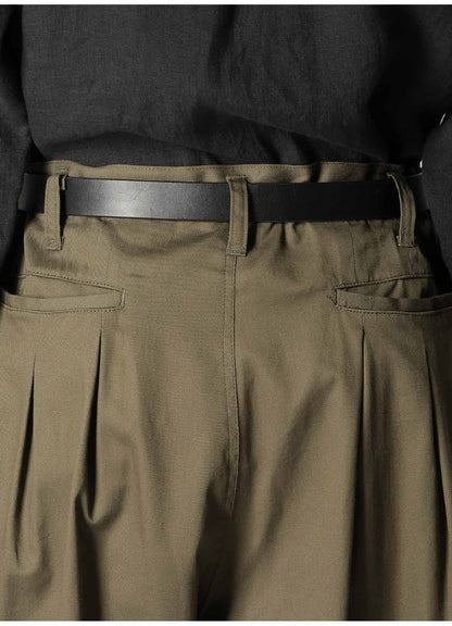 KHAKI KATSURAGI WORK PANTS WITH 12-TUCKS