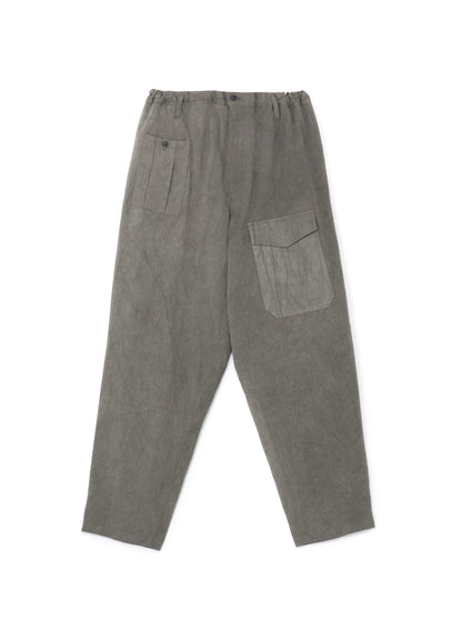 COTTON LINEN SULFIDED OZONE WORK PANTS WITH STRING