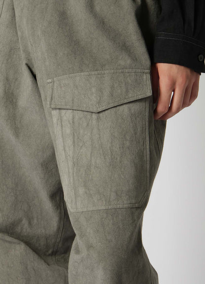 COTTON LINEN SULFIDED OZONE WORK PANTS WITH STRING