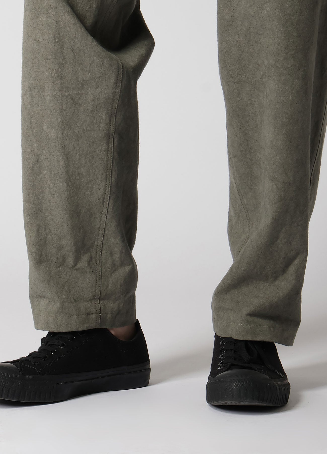 COTTON LINEN SULFIDED OZONE WORK PANTS WITH STRING