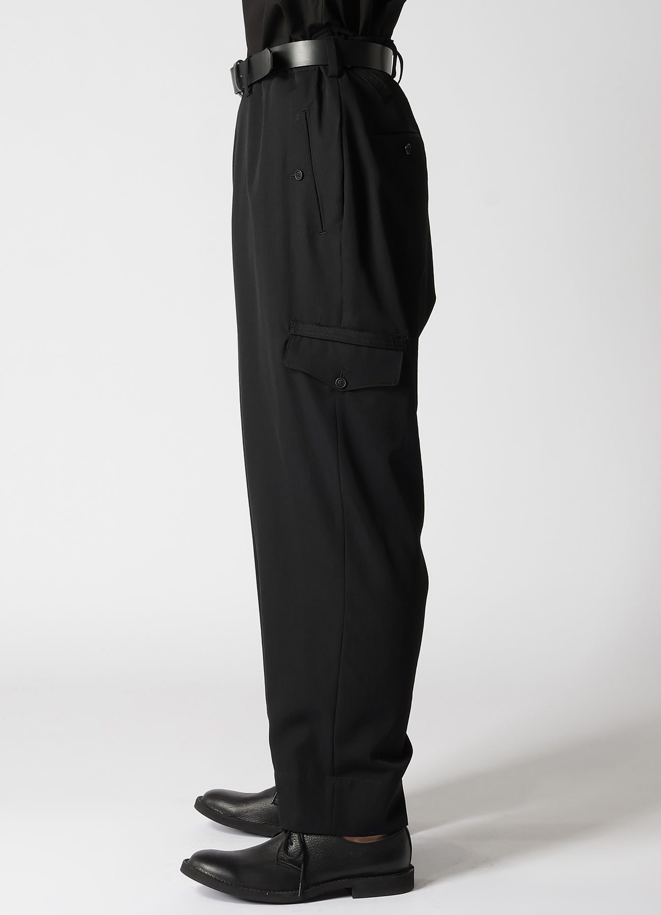 WOOL GABARDINE SUSPENDER PANTS