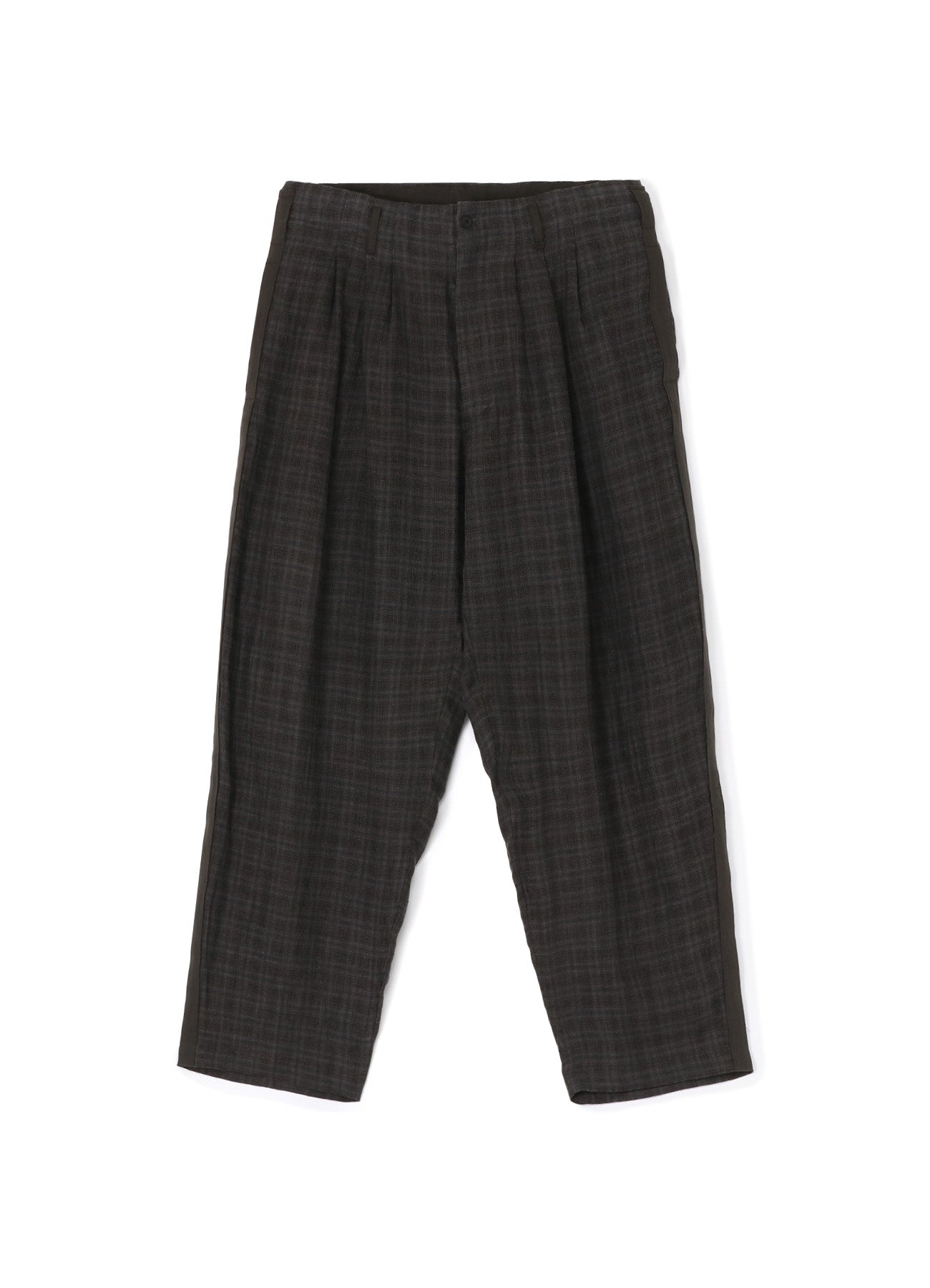 LINEN TWILL PLAID PANTS WITH SIDE TAPE