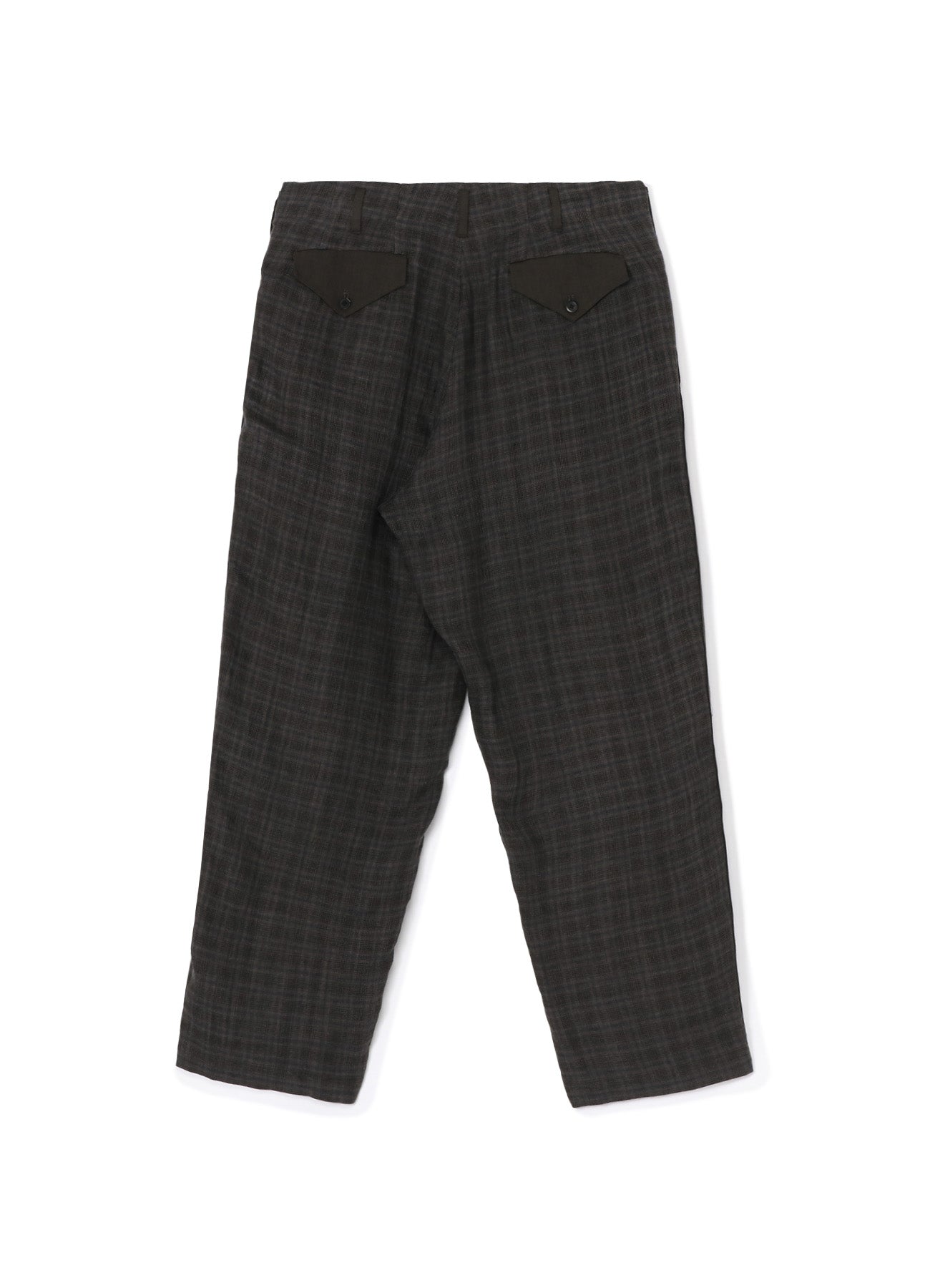 LINEN TWILL PLAID PANTS WITH SIDE TAPE