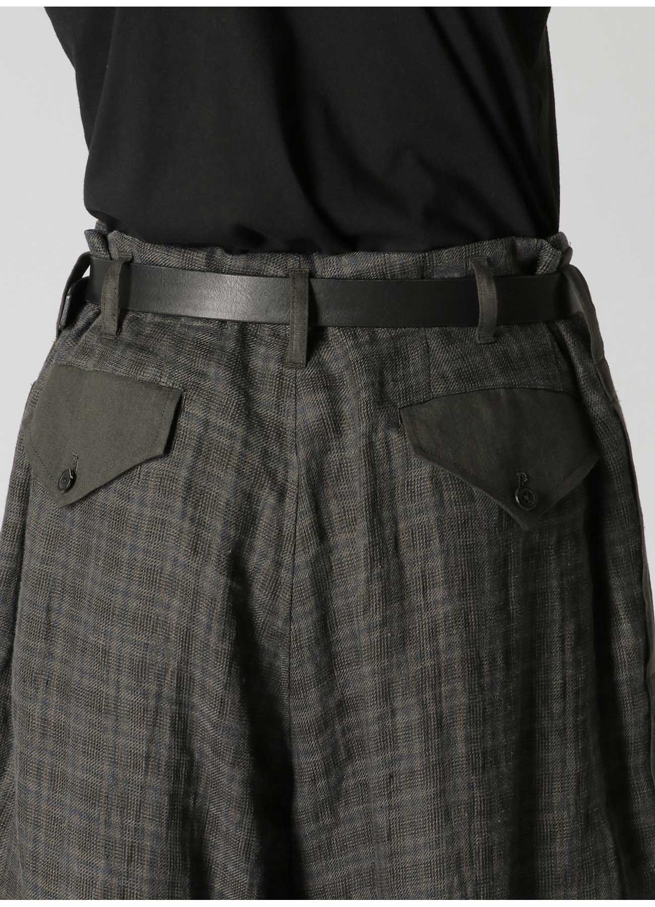 LINEN TWILL PLAID PANTS WITH SIDE TAPE