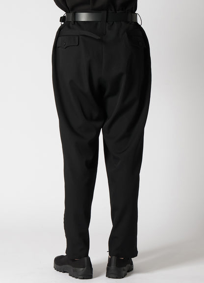 WOOL GABARDINE PANTS WITH DECORATIVE CLOTH