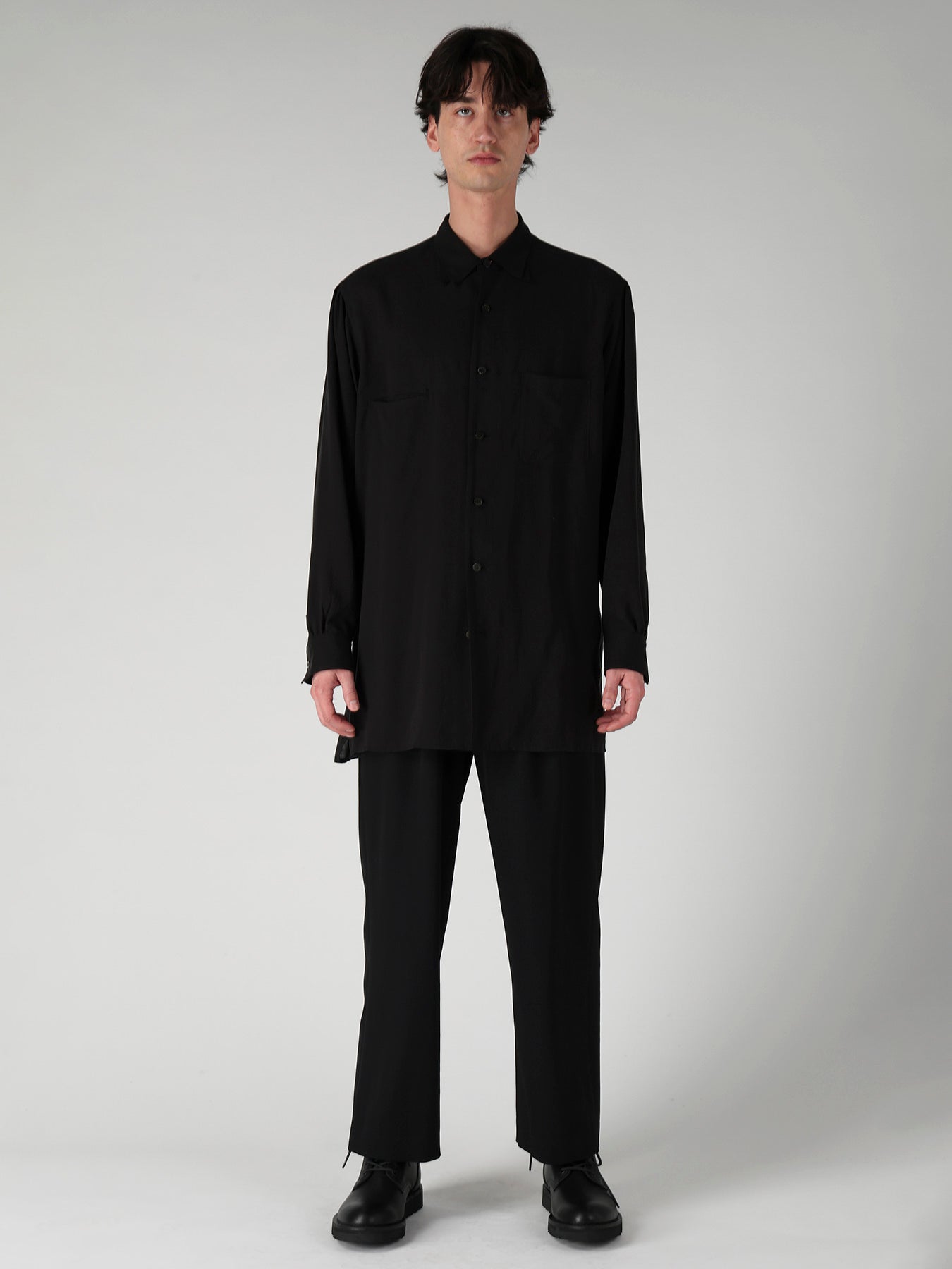 CELLULOSE LAWN DOUBLE COLLAR SHIRT