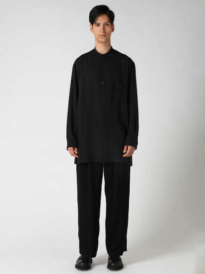 CELLULOSE LAWN STAND COLLAR SHIRT