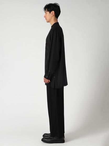 CELLULOSE LAWN STAND COLLAR SHIRT