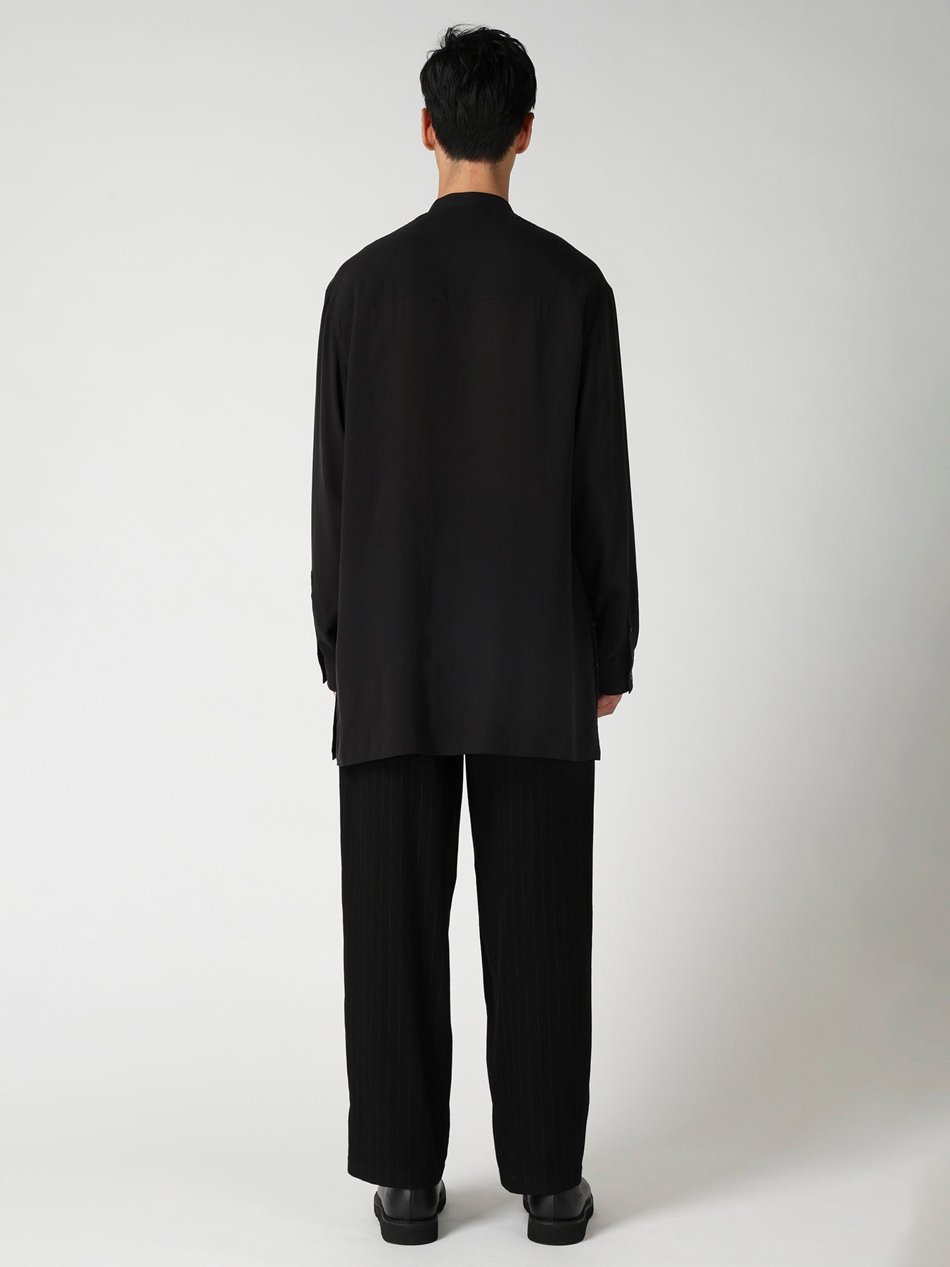 CELLULOSE LAWN STAND COLLAR SHIRT