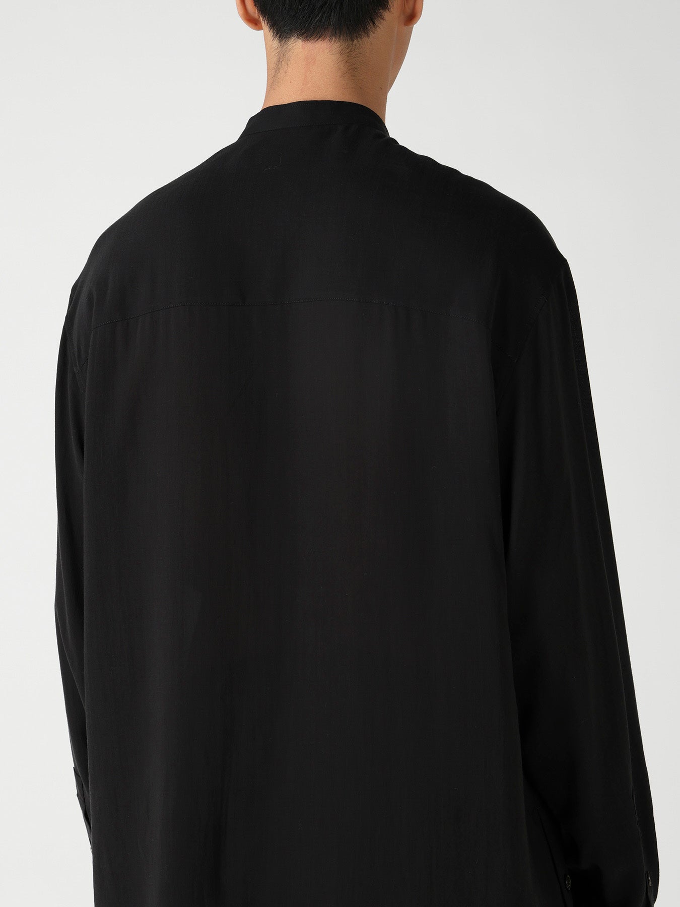 CELLULOSE LAWN STAND COLLAR SHIRT